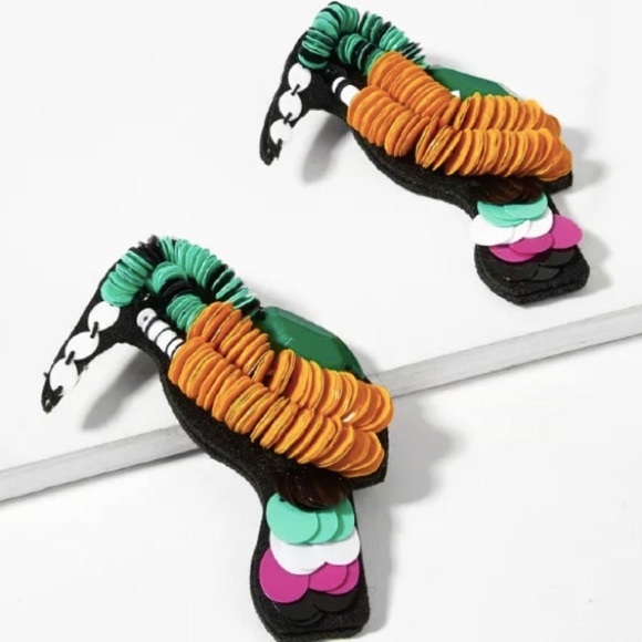 Beaded Bird Earrings New Statement Earrings - Picture 4 of 5